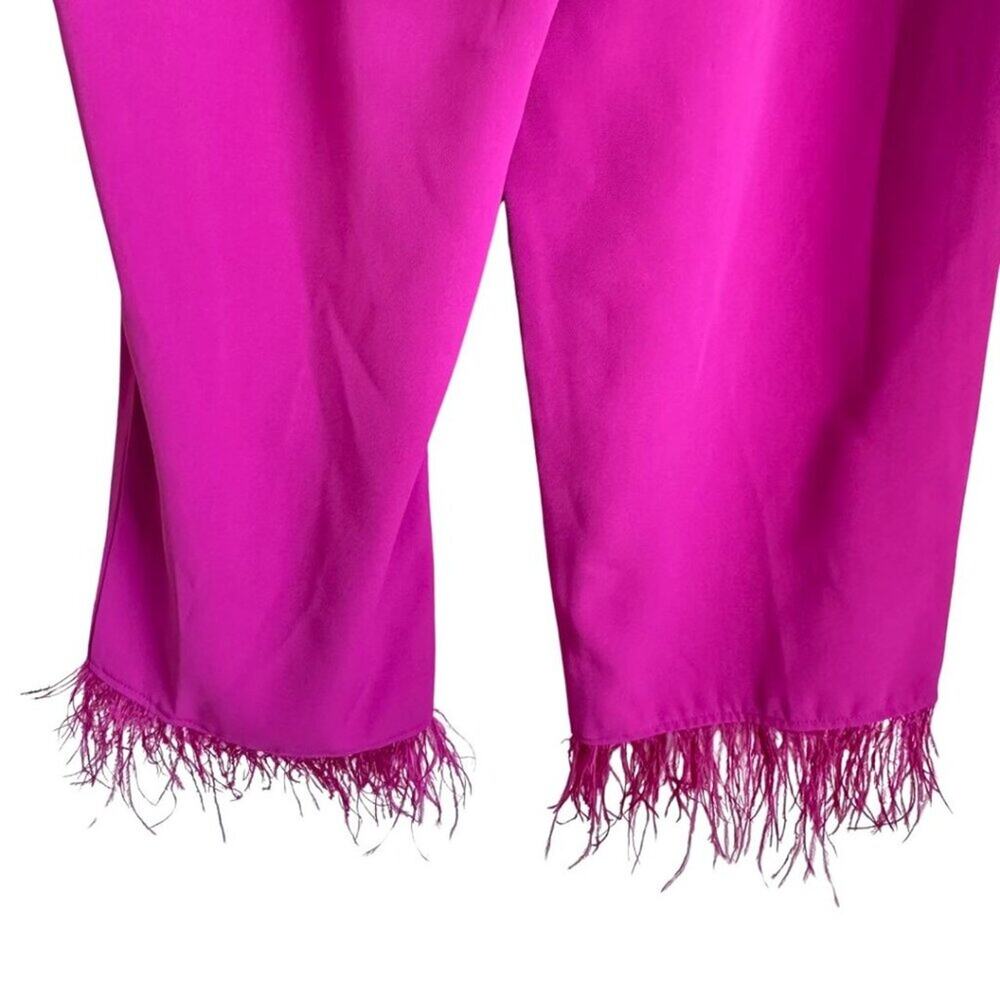 WAYF Pants with Feathers at Leg Hem Fuchsia XS - Picture 8 of 9